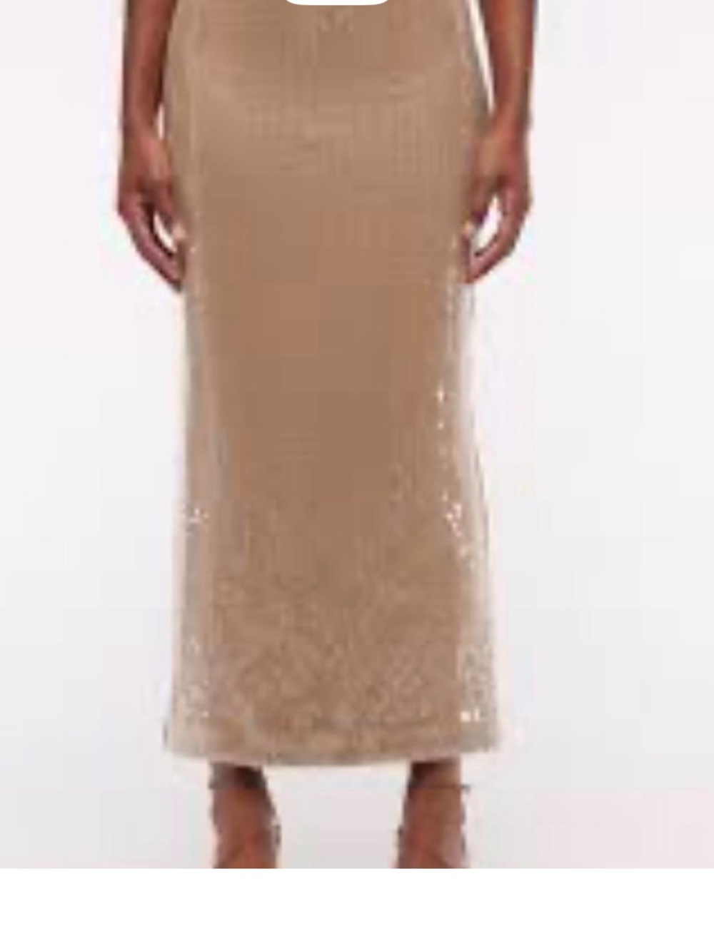 Abercrombie & Fitch Tan Sequin Midi Skirt size Xl Nude skirt clear sequins !